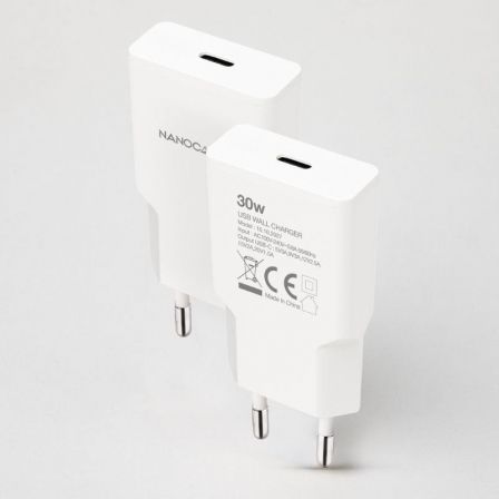 Nanocable Cargador de Pared 30W USB-C/PD Blanco 10.10.2027 Nanocable Cargador de Pared 30W USB-C/PD Blanco 10.10.2027